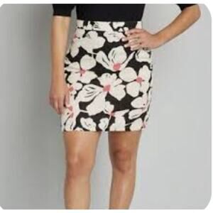 0 ModCloth Black Floral Linen Pencil Skirt NWT